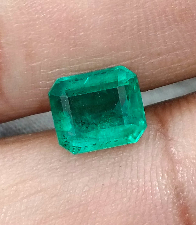 2.37ct Zambian Emerald, Certified Natural Medium Green Octagon Cut Gemstone