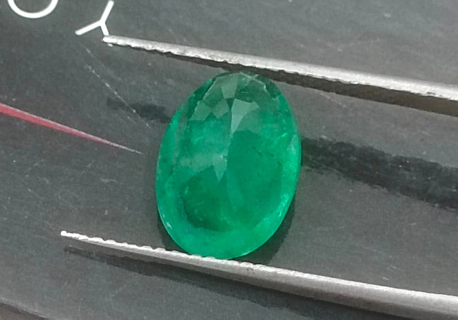 2.41ct GSI Certified Deep Green Zambian Emerald Minor Oiled Loose Gemstone