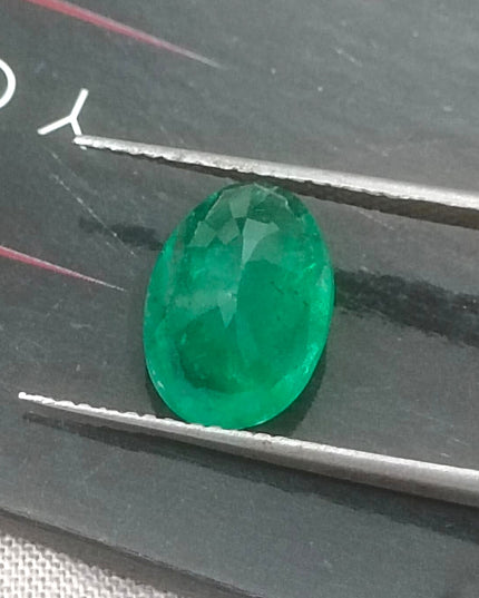 2.41ct GSI Certified Deep Green Zambian Emerald Minor Oiled Loose Gemstone