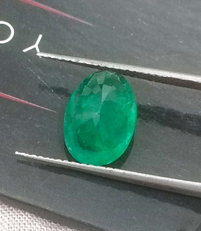 Zambian Emerald 2.41ct Certified Natural Deep Green Oval Cut Loose Stone