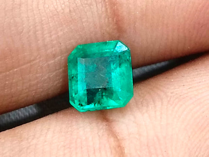 1.60ct Zambian Emerald, Natural Certified Medium Sea Green Octagon Cut Loose Gemstone
