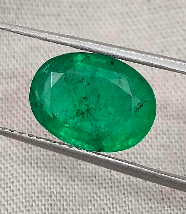 3.02ct Zambian Emerald, Alpine Green Oval Cut Certified Natural Loose Gemstone