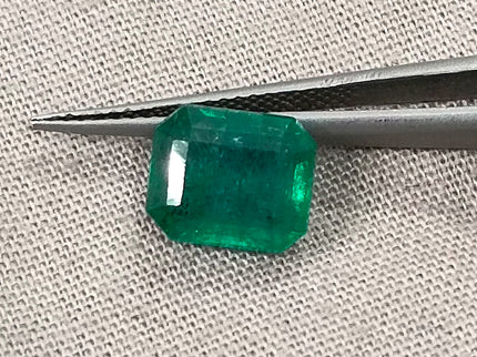 Zambian Emerald 2.45ct Certified Natural Deep Glass Green Octagon Cut Loose Gemstone
