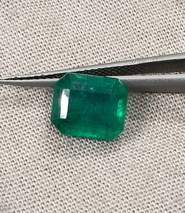 Zambian Emerald 2.45ct Certified Natural Deep Glass Green Octagon Cut Loose Gemstone