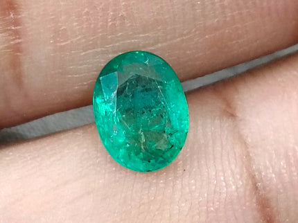 1.62ct Zambian Emerald, Certified Medium Green Natural Oval Cut Loose Gemstones