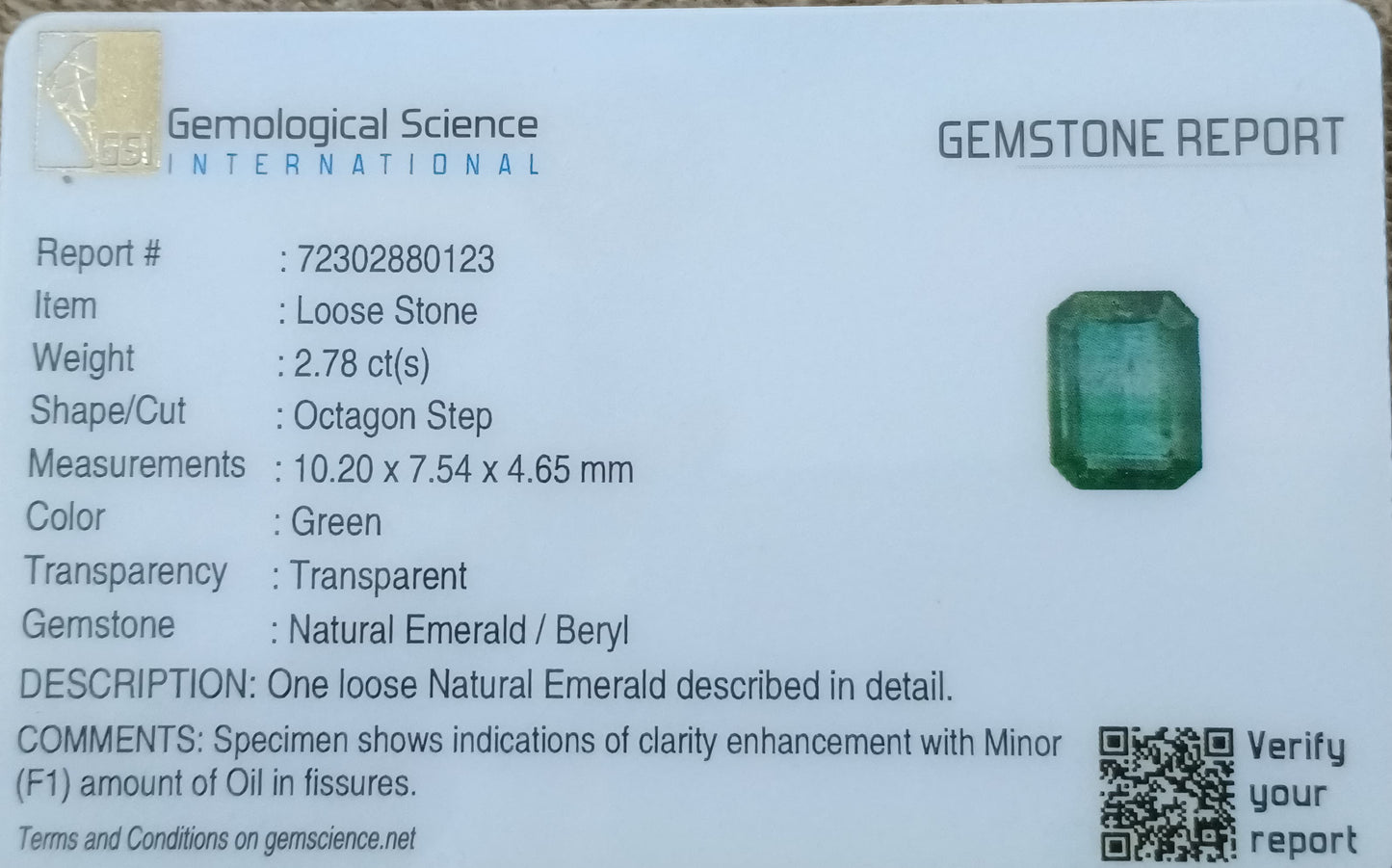 2,77 ct leuchtend grüner Smaragd (Farbzonen), 100 % natürlicher, aus der Erde abgebauter Edelstein.