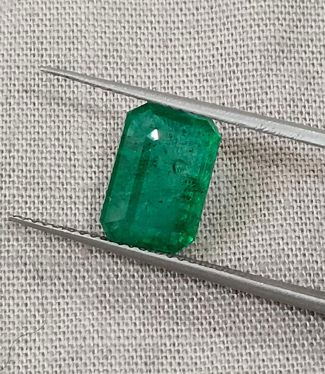Zambian Emerald 3.20ct Certified Natural Deep Green Octagon Cut Loose Gemstone