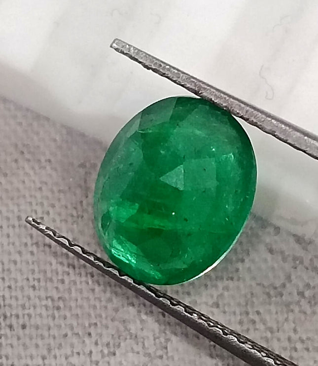 Vivid Green 1.95ct Zambian Emerald, Certified Natural Oval Cut Loose Stone