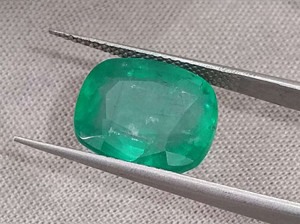 Natural Emerald 6.29ct Certified Cushion Cut Medium Deep Green Loose Gemstone