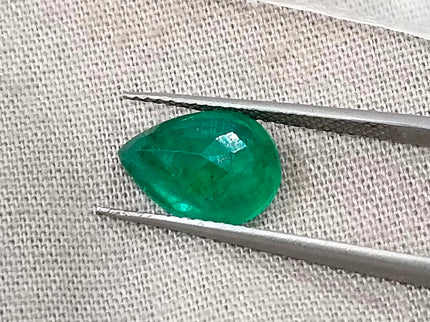 Zambian Emerald 2.55ct Natural Deep Velvet Green Certified Pear Cut Loose Gemstone