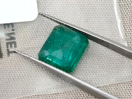 3.07ct Natural Emerald GSI Certified Medium Bluish Green Octagon Cut Gemstone