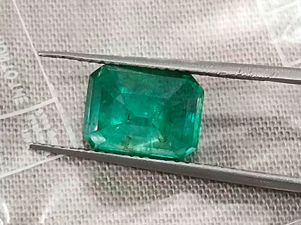 2.85ct Zambian Emerald, Certified Natural Medium Deep Green Octagon Cut Gemstone