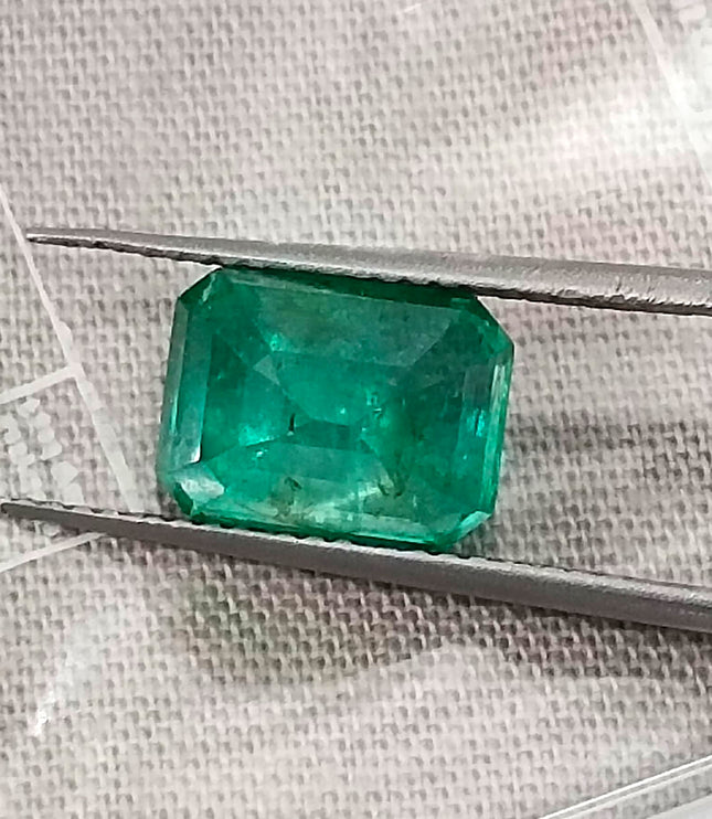 2.85ct Zambian Emerald, Certified Natural Medium Deep Green Octagon Cut Gemstone