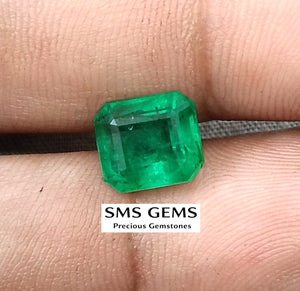 Emerald Natural 3.64ct GSI Certified Medium Deep Parrot Green Octagon Cut Loose Gemstone
