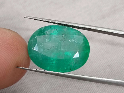 Zambian Emerald 10.21ct Certified Grass Green Natural Oval Cut Loose Stone