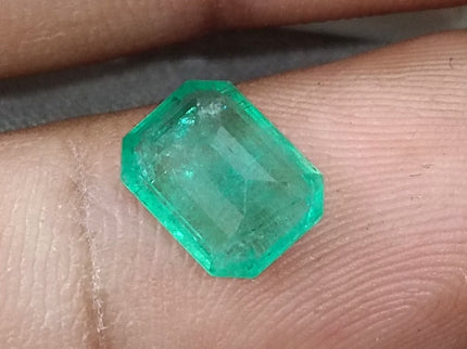 Natural Zambian Emerald 2.14ct Medium Light Green Octagon Cut Loose Gemstone