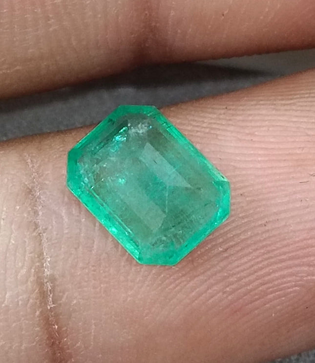 Natural Zambian Emerald 2.14ct Medium Light Green Octagon Cut Loose Gemstone