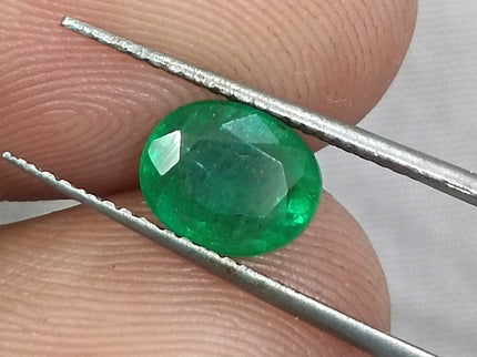 1.70ct Natural Panjshir Emerald Medium Vivid Green Oval Cut Loose Gemstone