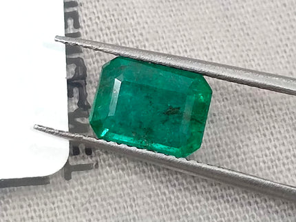 1.98ct Zambian Emerald, Vivid Deep Green Octagon Cut Certified Gemstone