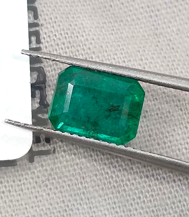 1.98ct Zambian Emerald, Vivid Deep Green Octagon Cut Certified Gemstone