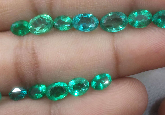 8.40ct Medium Light to Vivid Green Zambian Emerald Parcel Minor Oiled Loose Gemstones