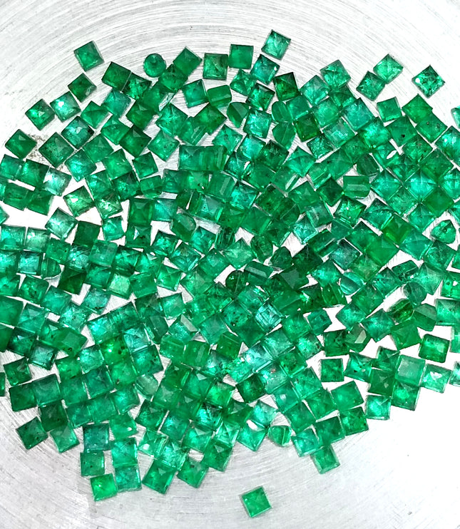 Emerald Lot Calibrated 16.20ct Medium Deep Vivid Green Princess Cut mm sizes Loose Gemstones