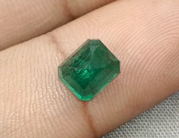 2.22ct Zambian Emerald, Dark Green Octagon Cut Certified Natural Loose Gemstone
