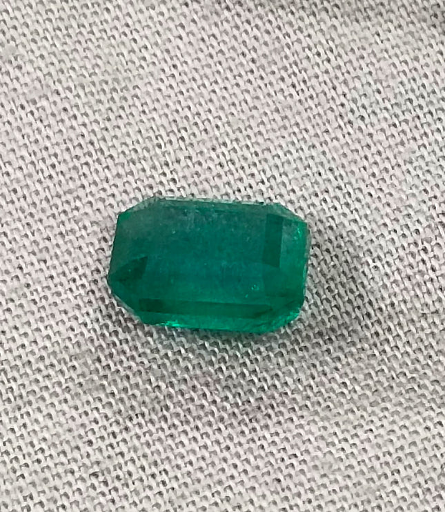 Zambian Emerald 2.45ct Certified Natural Deep Glass Green Octagon Cut Loose Gemstone