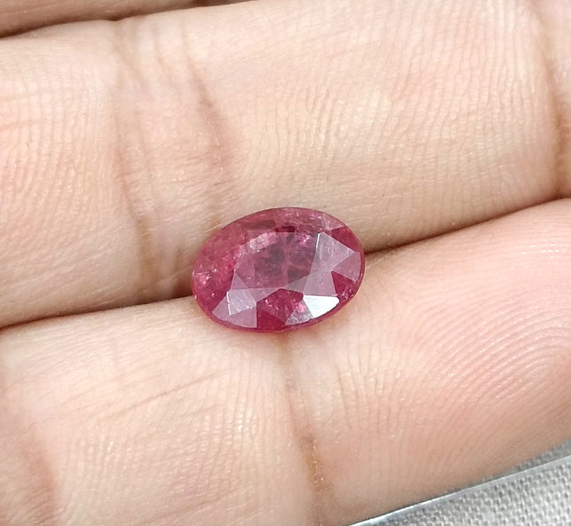 2.82ct Unheated Natural Ruby SGL Certified Mozambique Purplish Red Oval Cut Loose Gemstone