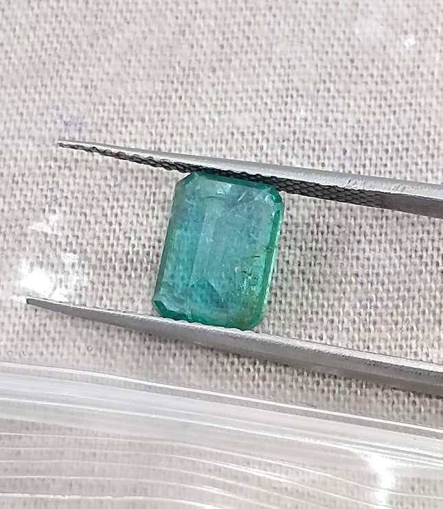 1.45ct Natural Emerald Medium Green Zambian Octagon Cut Loose Gemstone