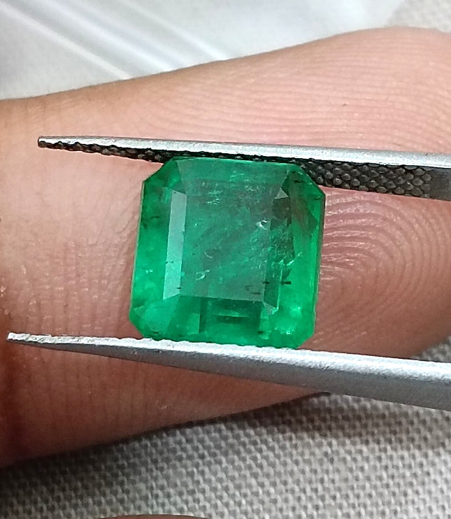 Emerald Natural 3.64ct GSI Certified Medium Deep Parrot Green Octagon Cut Loose Gemstone