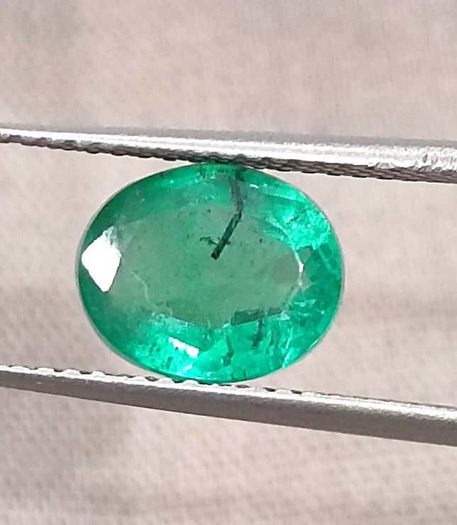 1.64ct Emerald Natural Zambia Vivid Medium Deep Green Oval Gemstone