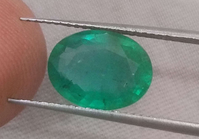 2.32ct GSI USA Certified Deep Green Zambian Emerald Minor Oiled Loose Gemstone