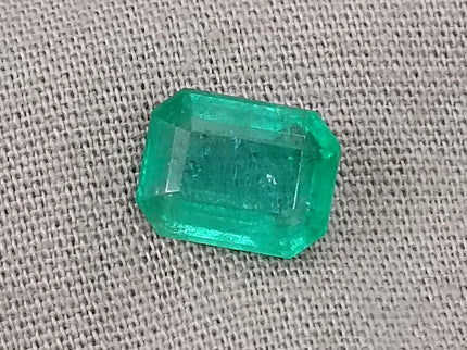 Natural Zambian Emerald 2.14ct Medium Light Green Octagon Cut Loose Gemstone