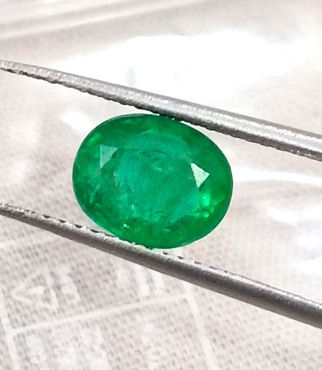 1.70ct Natural Panjshir Emerald Medium Vivid Green Oval Cut Loose Gemstone