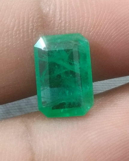 2.87ct GSI Certified Medium Green Zambian Emerald Minor Oiled Loose Gemstone