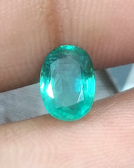 GSI USA Certified 1.26ct Medium Light Green Natural Zambian Emerald Minor Oiled Loose Gemstone