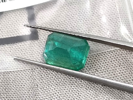 2.93ct Zambian Emerald, Natural Certified Medium bluish Green Octagon Cut Gemstone