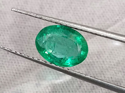 Quality Natural Zambian Emerald 1.24ct Spring Green Color Oval Cut Gemstone