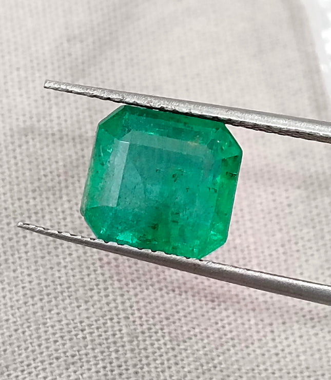 Zambian Emerald 3.13ct Certified Natural Medium Green Octagon Cut Loose Gemstone
