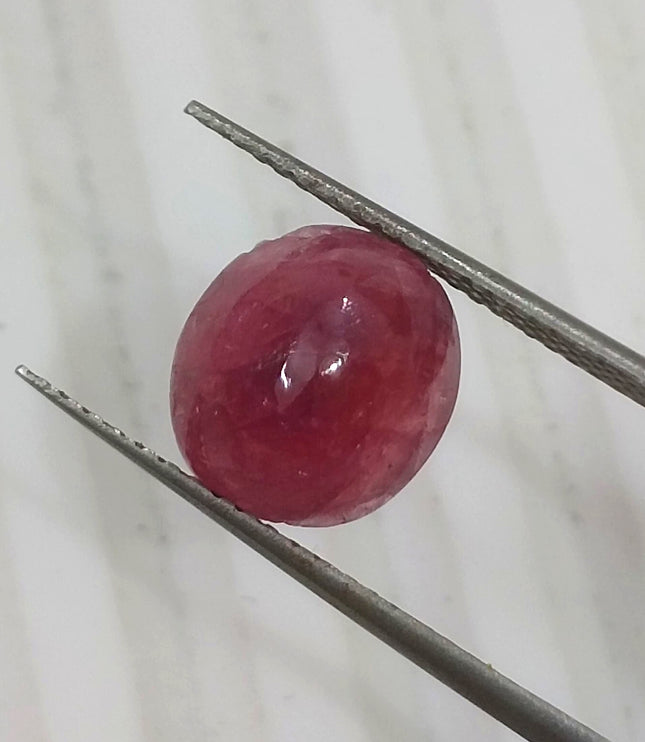 4.32ct Cabochon Cut Certified Natural Red African Ruby Unheated Gemstone