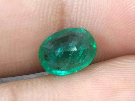 1.76ct Natural Emerald GSI Certified Deep Green Zambian Oval Cut Stone