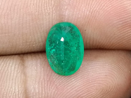 2.48ct Certified Zambian Emerald Natural Medium Deep Velvet Green Oval Cut Loose Gemstone