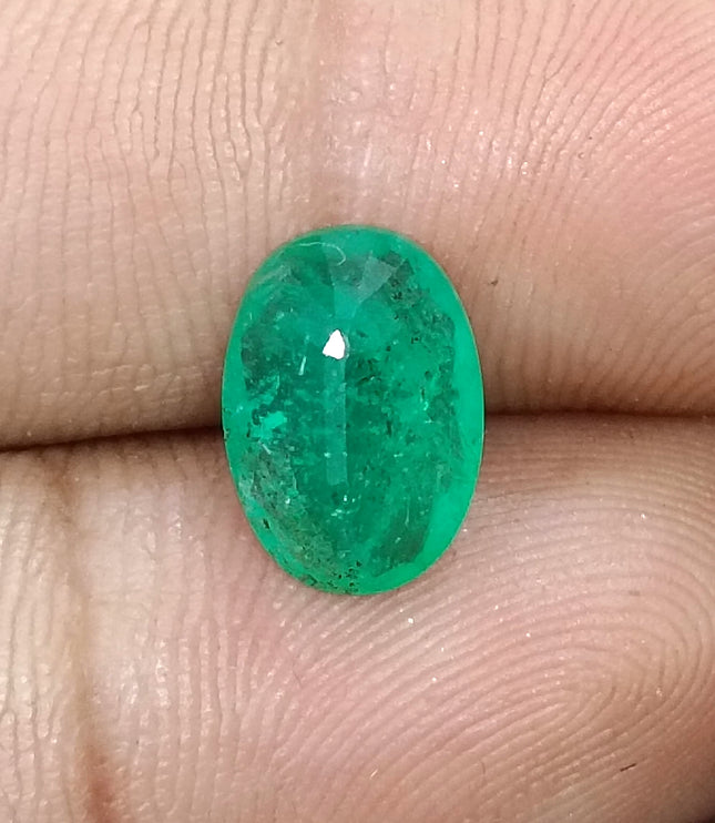 2.48ct Certified Zambian Emerald Natural Medium Deep Velvet Green Oval Cut Loose Gemstone