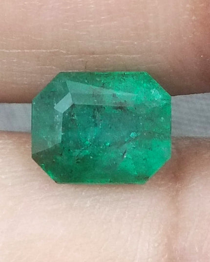 2.36ct GSI Certified Deep Green Zambian Emerald Earth Mined Loose Gemstone