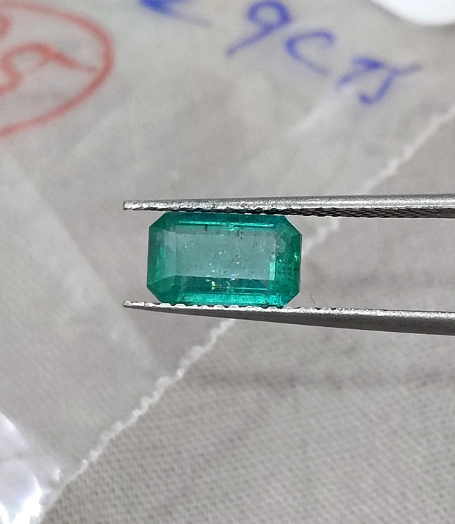 Zambian Emerald 1.32ct Natural SGL Certified Medium Bluish Green Octagon Cut Loose Gemstone Minor Oil