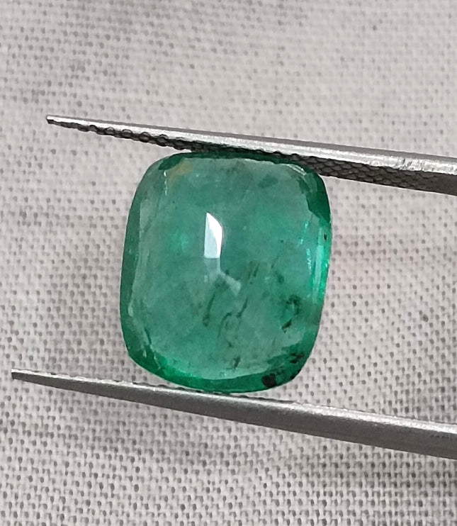 Zambian Emerald 4.25ct Natural Medium Deep Green Cushion Cut Stone