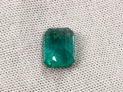Shiny Zambian Emerald 2.16ct Medium Deep Bluish Green Octagon Cut Gemstone