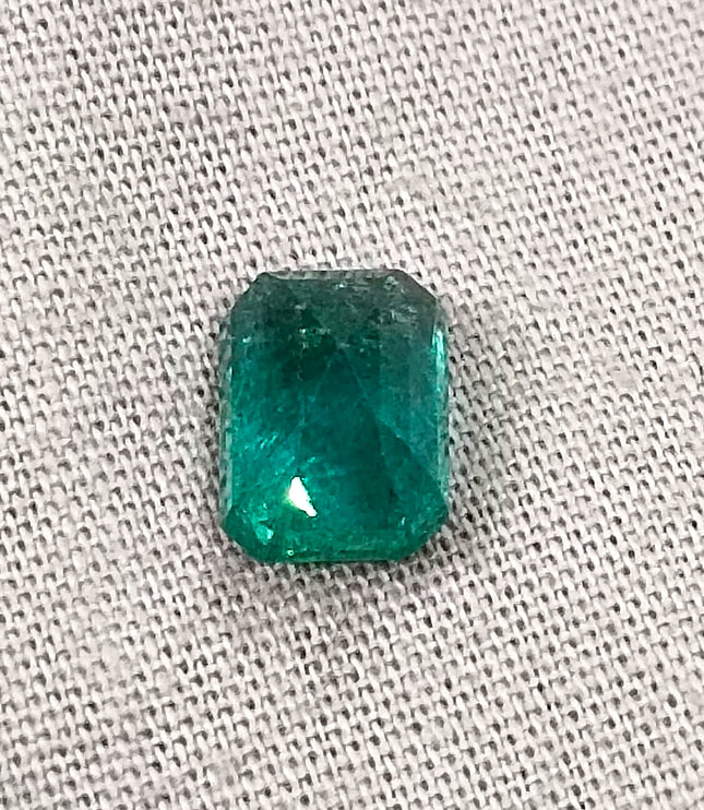 Shiny Zambian Emerald 2.16ct Medium Deep Bluish Green Octagon Cut Gemstone