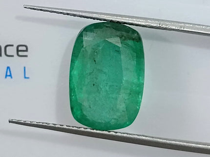 4.87ct Zambian Emerald, Deep Green Cushion Cut Loose Gemstone